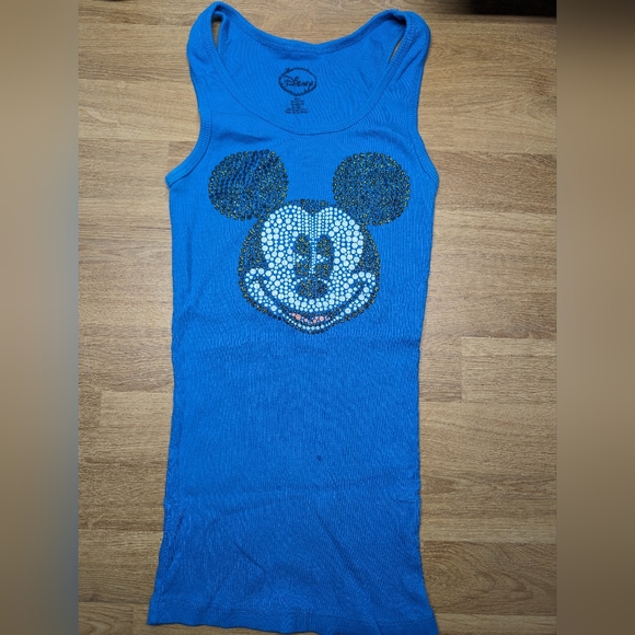 Disney Tank Top Blue Glitter Mickey Women's Small - Picture 1 of 4